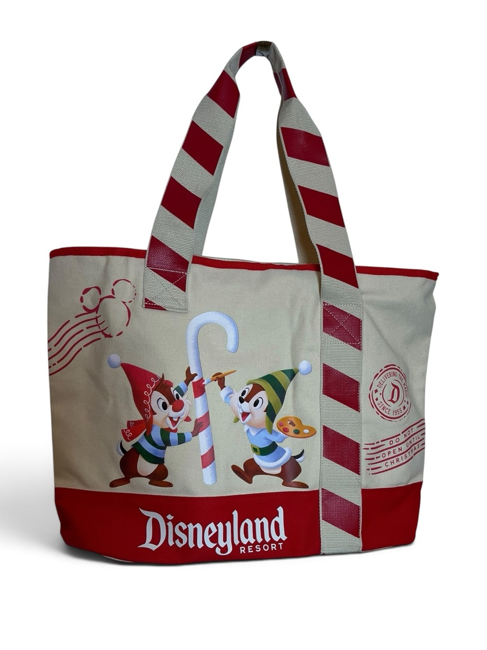 Disney Parks 2024 Holiday Chip 'n Dale Canvas Tote Bag NWOT